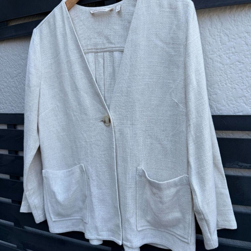 Soft Surroundings Linen Blend Single Button Front Jacket in Natural | Small - Picture 3 of 4